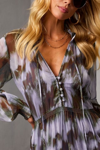 Robe longue - Marron foncé et noir