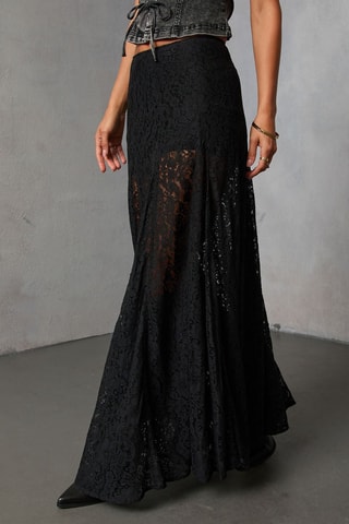 Jupe longue en dentelle - Noir