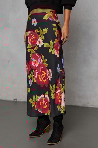 Jupe midi taille haute - Noir