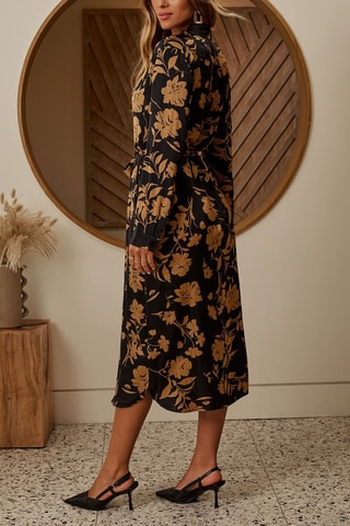 Robe chemise - Noir et camel