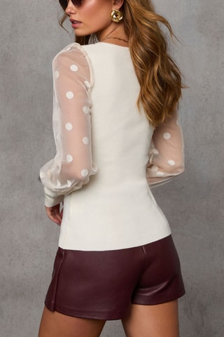 Top van 2 materialen - Ecru