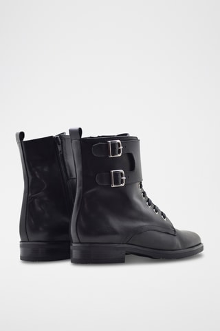 Bottines en croûte de cuir - Noir