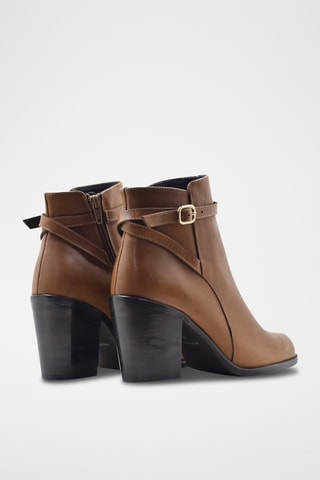 Bottines en croûte de cuir - Camel