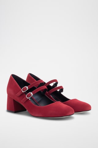 Babies à talons en nubuck - Rouge