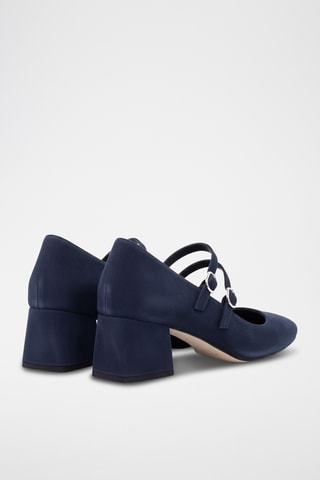 Babies à talons en nubuck - Bleu marine