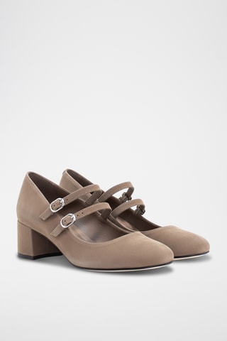 Babies à talons en nubuck - Taupe
