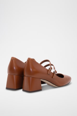 Babies à talons en cuir nappa - Marron