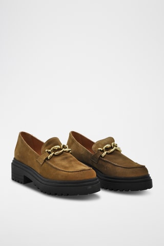 Mocassins plateformes en nubuck - Camel