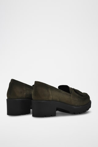 Mocassins plateformes en nubuck - Kaki