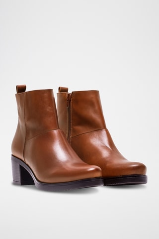 Bottines en cuir nappa - Camel