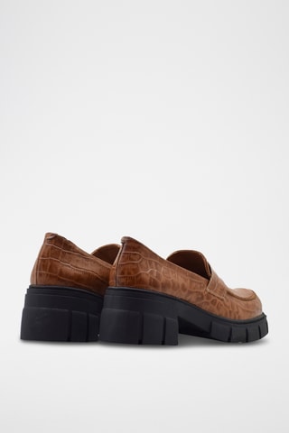 Mocassins à talons en cuir - Marron