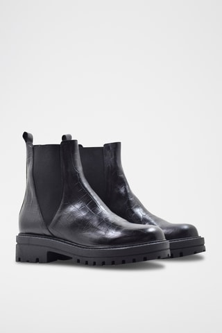 Bottines Chelsea en cuir de crocodile - Noir