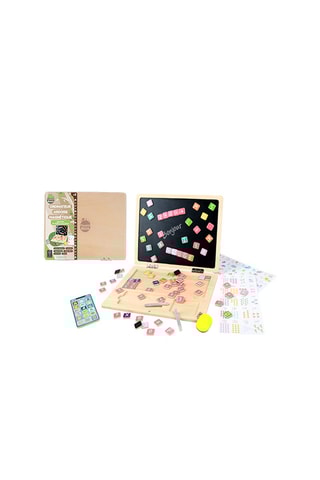 Ordinateur ardoise magnétique avec magnets, craies, éponge et smartphone en bois - Dès 3 ans