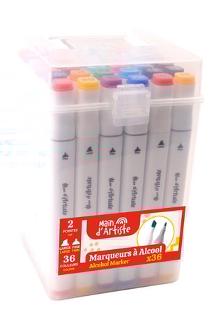 Set de 36 feutres alcool double pointe Main d'Artiste