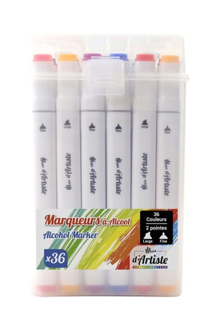 Set de 36 feutres alcool double pointe Main d'Artiste