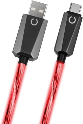 Cabo USB com LED - Preto e vermelho