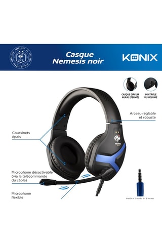 Auscultadores gaming KX FFF NEMESIS 
Preto e azul