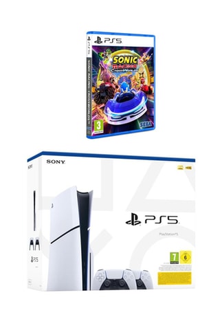 PlayStation 5 slim Edição Standard 1TB com 2 comandos dualsense e Sonic Racing Crossworlds
