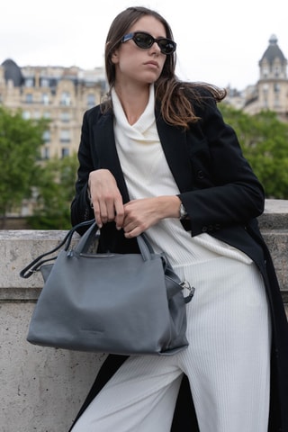 Sac à main en cuir Emerald - Gris foncé