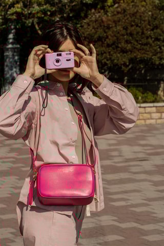 Sac bandoulière en cuir Gaby - Rose