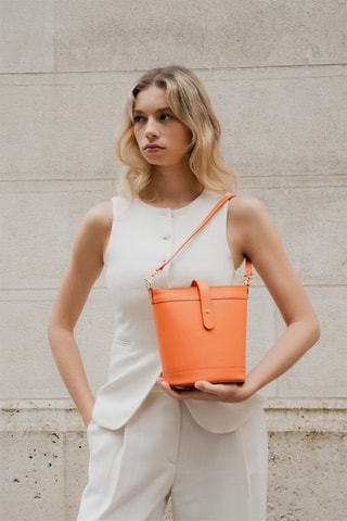 Sac porté épaule en cuir Helle - Orange