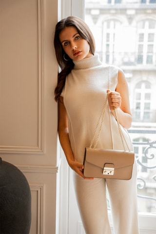 Sac bandoulière en cuir Lova - Taupe