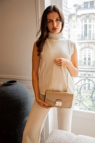 Sac bandoulière en cuir Lova - Taupe