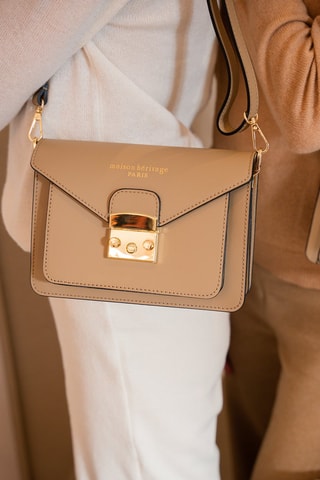 Sac bandoulière en cuir Vic - Taupe