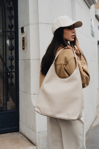 Sac porté épaule en cuir Kira - Taupe