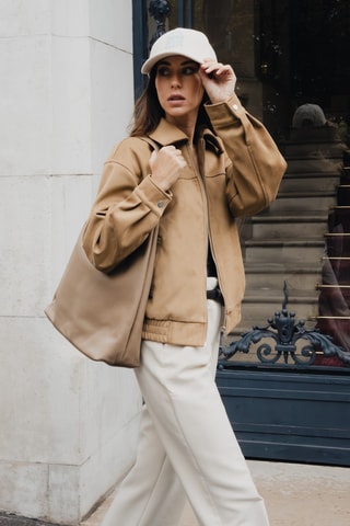 Sac porté épaule en cuir Kira - Taupe