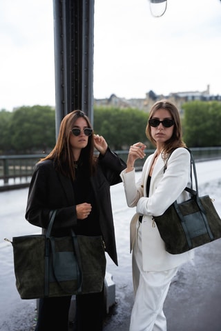 Cabas en nubuck Mini Malta - Vert