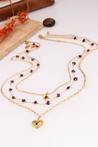 3 colliers - plaqué or jaune et zircons