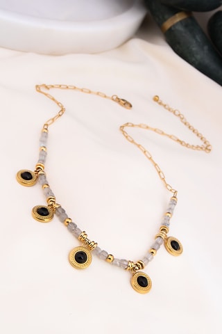 Collier - Plaqué or jaune et zircons
