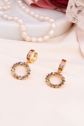 Boucles d’oreilles - Plaqué or jaune et zircons