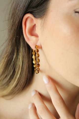 Boucles d’oreilles - Plaqué or jaune et œils-de-tigre