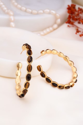 Boucles d’oreilles - Plaqué or jaune et œils-de-tigre