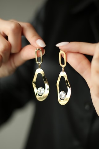 Boucles d’oreilles - Plaqué or jaune et zircons