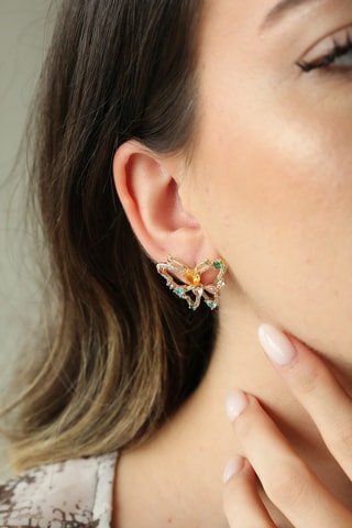 Boucles d’oreilles - Plaqué or jaune et zircons