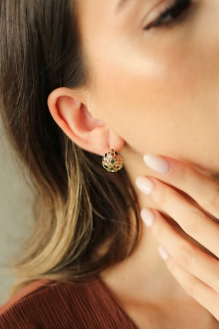 Boucles d’oreilles - Plaqué or jaune et zircons