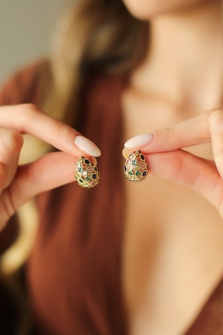 Boucles d’oreilles - Plaqué or jaune et zircons