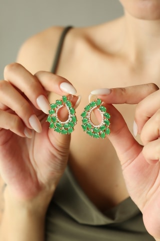 Boucles d’oreilles - Plaqué or jaune et zircons