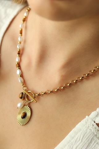 Collier - Plaqué or jaune et perles de culture 