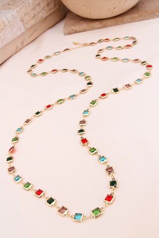 Collier - Plaqué or jaune et zircons