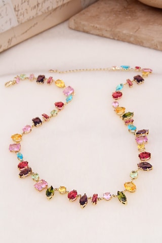 Collier - Plaqué or jaune et zircons