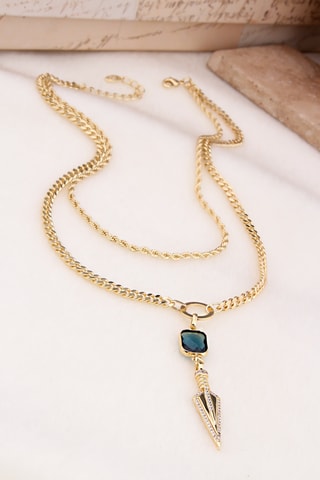 Collier - Plaqué or jaune et zircon 