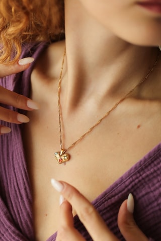 Collier - Plaqué or jaune et zircons