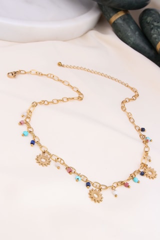 Collier - Plaqué or jaune et zircons