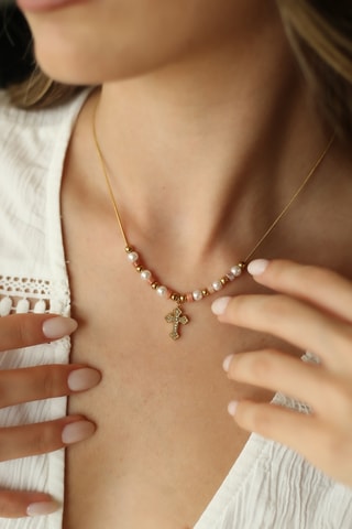 Collier - Plaqué or jaune et perles de culture