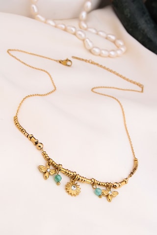 Collier - Plaqué or jaune et zircons