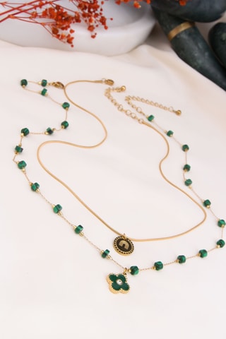 2 colliers - Plaqué or jaune et zircons